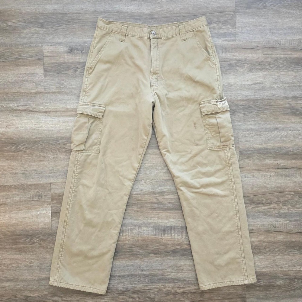 Wrangler Authentics Mens Fleece Lined Cargo Pants 36x32 Khaki 70FLWBH Workwear